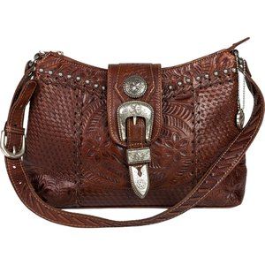 American West Tooled Leather Shoulder Bag Purse
